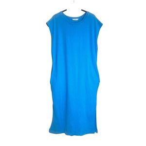 Tallulah Blue SleevelessOn‎ The Go Midi T-Shirt Dress with Pockets Size Large